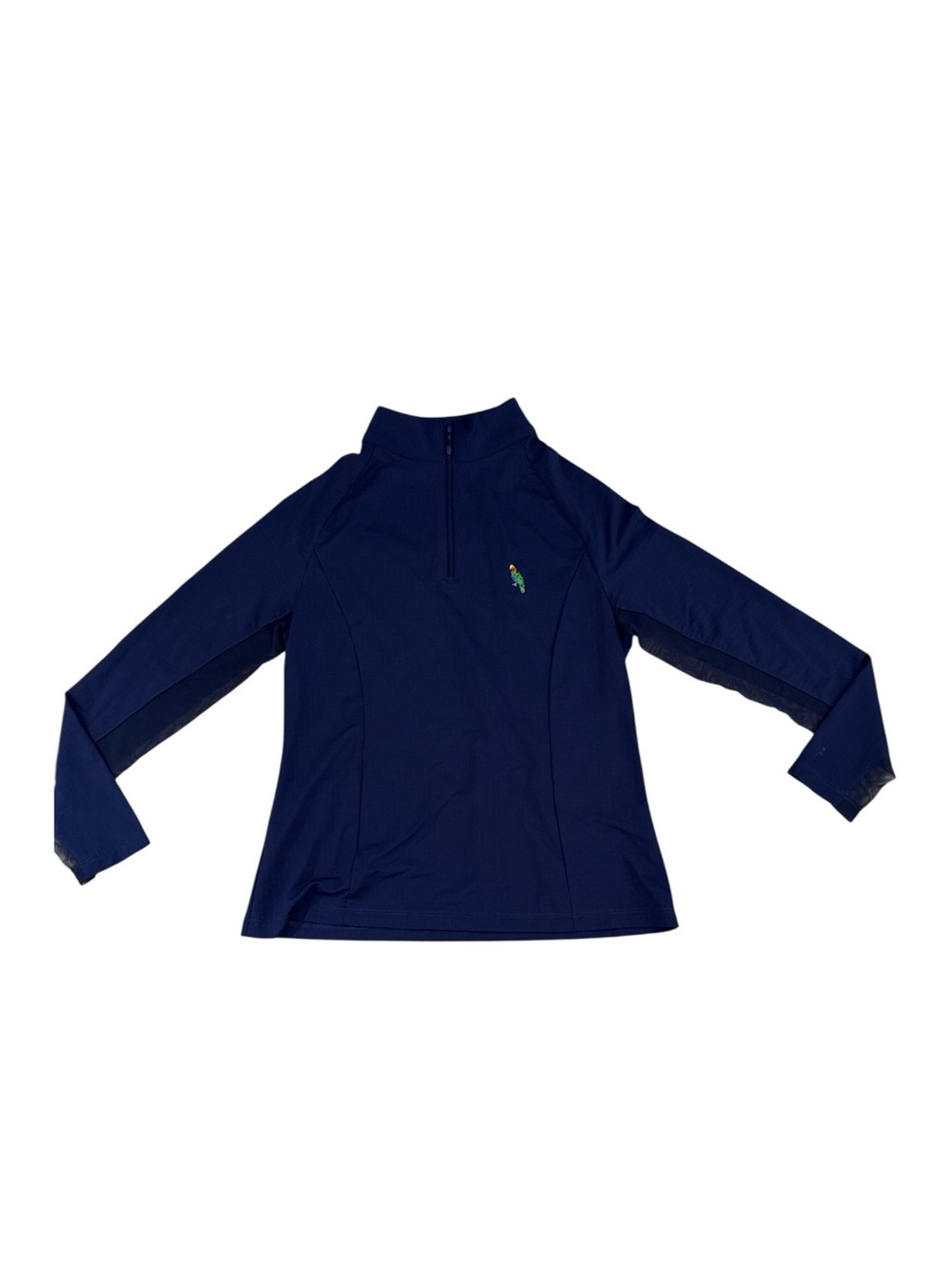 IBKUL Youth Solid Long Sleeve Mock Neck Top | Navy Blue Parrot Embroidery | 5/6